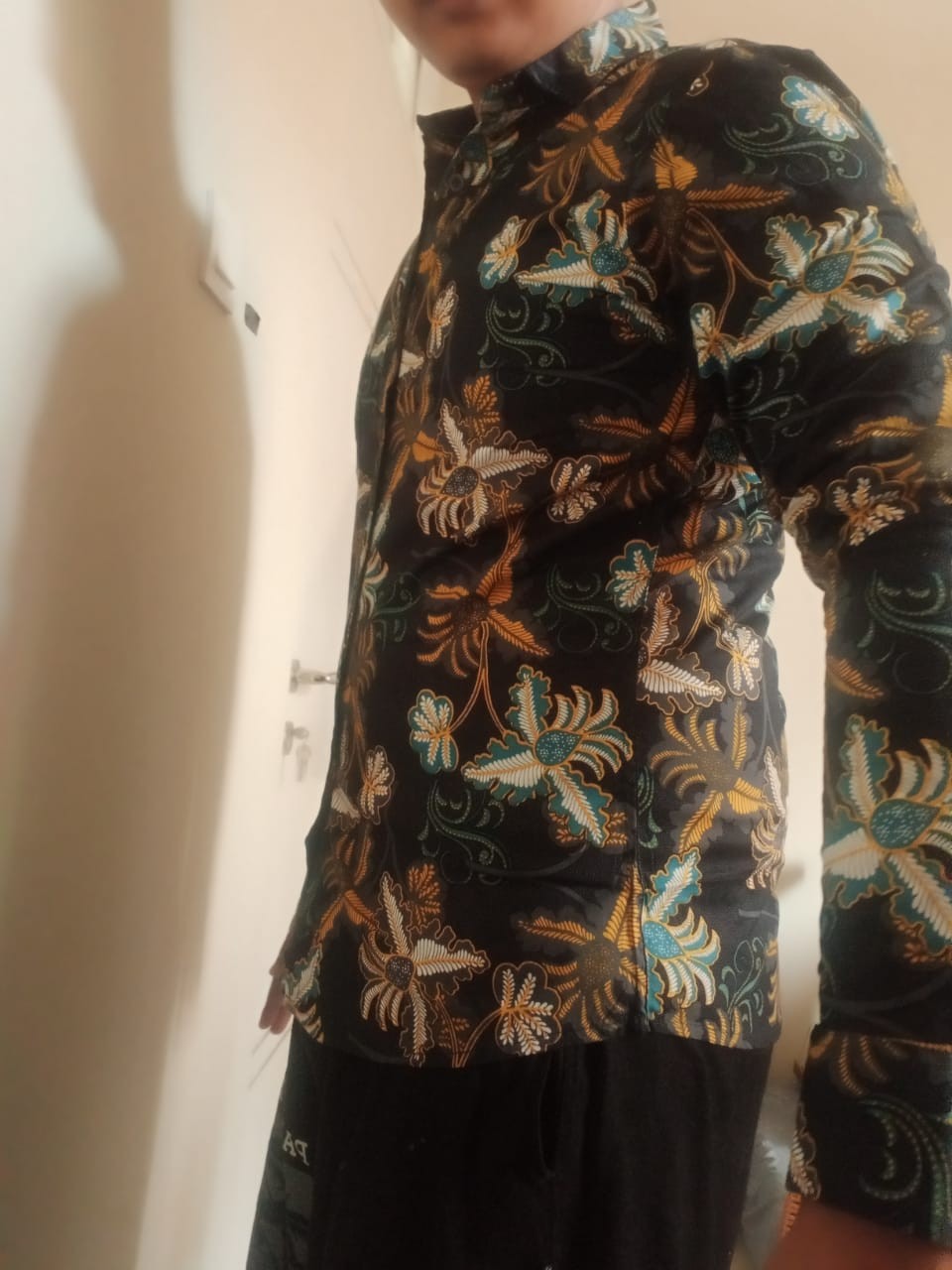 [gridline - Ls048 Maroon Black & Ls002] Kemeja Batik Pria Katun Lengan Panjang Slimfit Simpel Casual