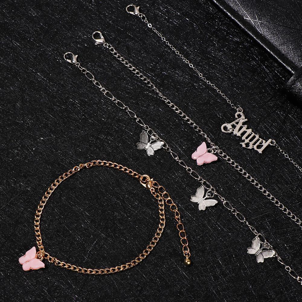 Lily Butterfly Anklets New Leg Foot Perhiasan Gelang Set