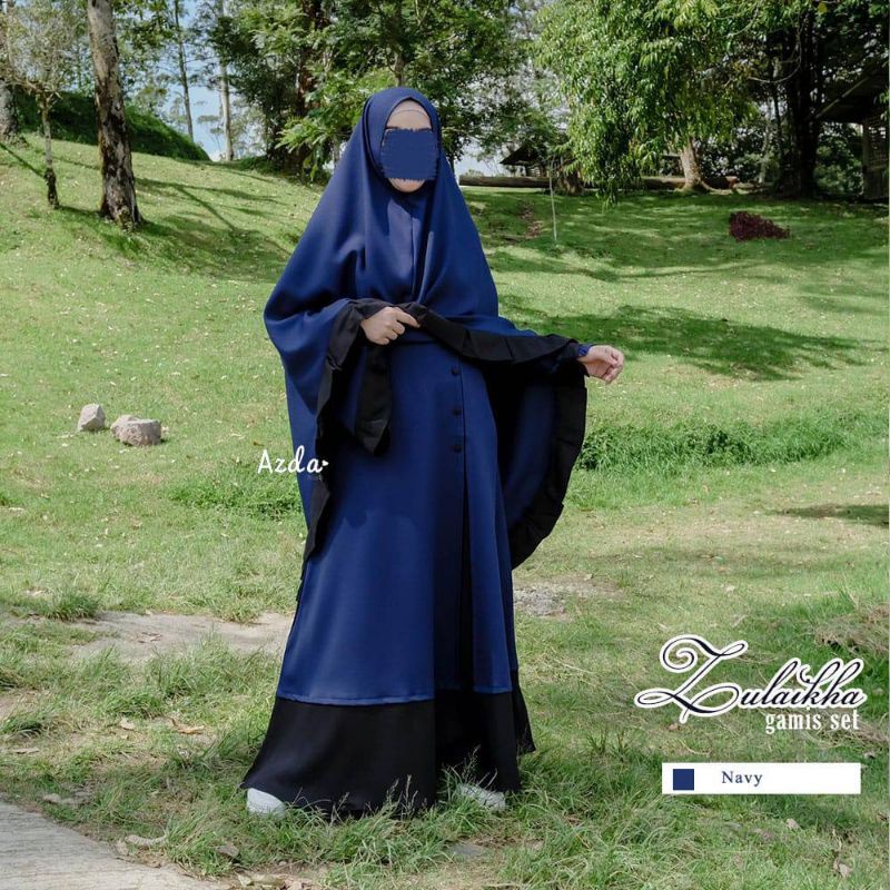 Gamis Zulaikha set by Azda | Gamis Khimar non pad Khimar kriwil