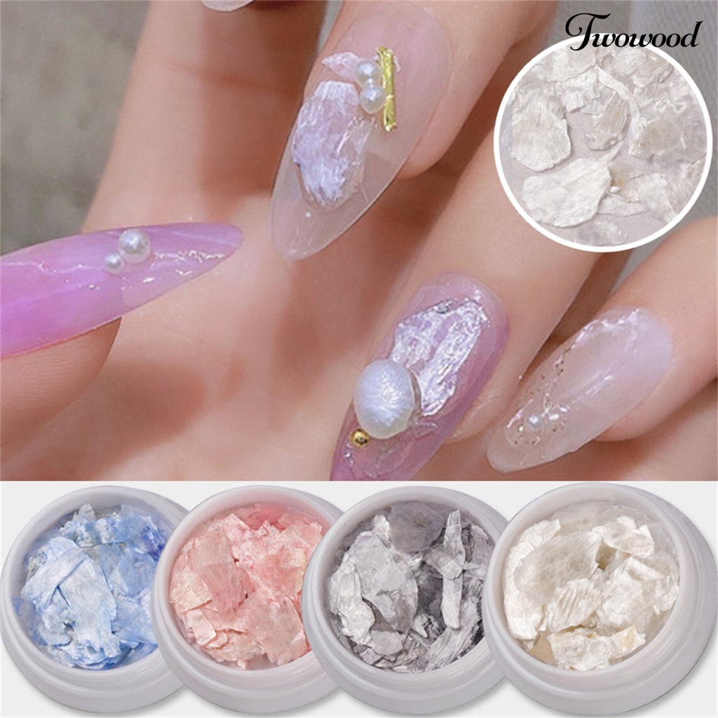 Twowood 1 Kotak Ornamen Kerang Asimetris Untuk Dekorasi Nail Art