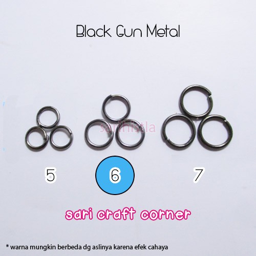 Jump Ring  O Black Gun Metal 5, 6, 7, 10, 12mm - Connector Rantai Gelang Kalung - 25 gr