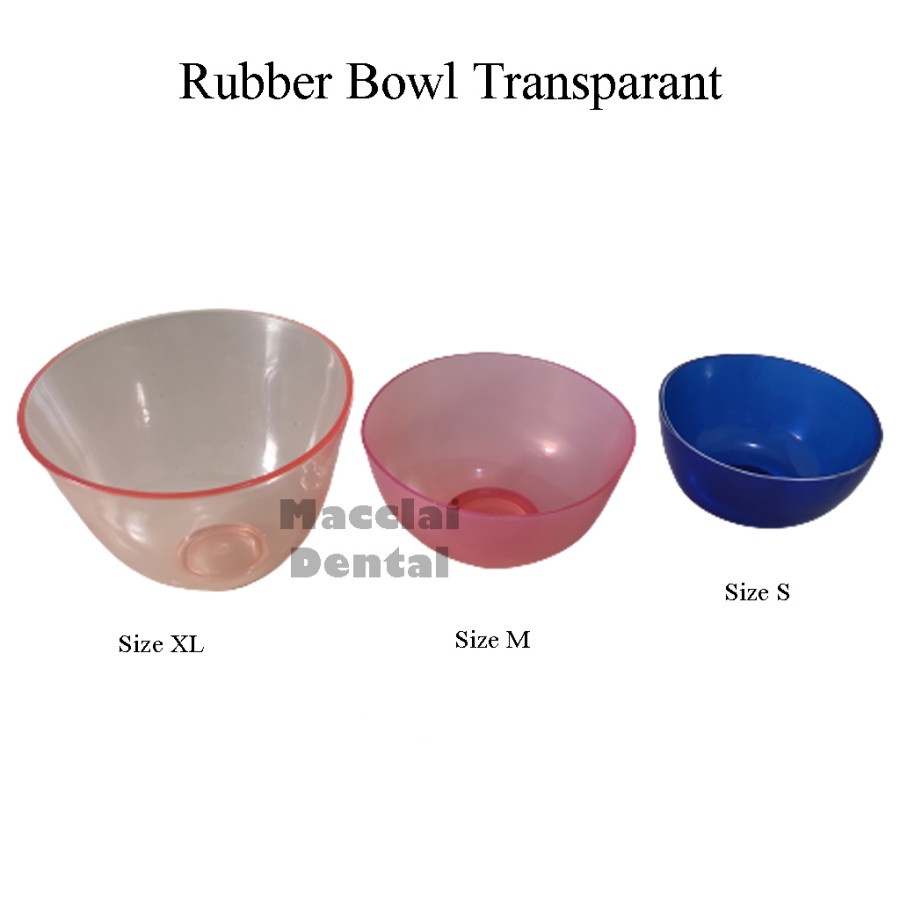 DENTAL RUBBER BOWL MIXING TRANSPARAN ALGINATE GIPS LENTUR UKURAN S, M DAN XL