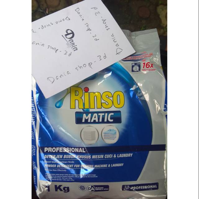 Rinso Matic Professional 1kg - Detergen Bubuk Khusus Mesin Cuci Dan Laundry Bukaan Depan Dan Atas