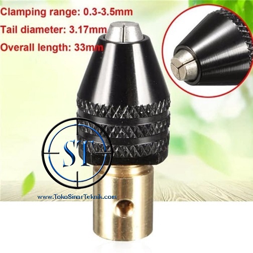 Keyless Multi Chuck Mini Drill 3.17mm Dinamo Bor Clamping 0.3-3.5mm Shaft Mini Gerinda grinder Shank Brass Plus Kunci L