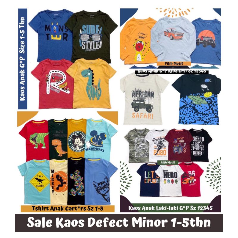 Sale Kaos Anak Laki-Laki  1-5 tahun Defect Minor