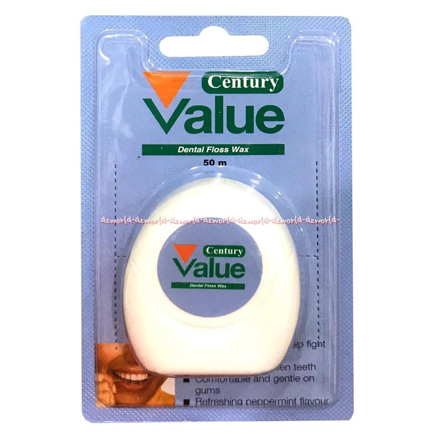 Century Value Dental Floss Wax Benang Gigi Rasa Pepermint 50m
