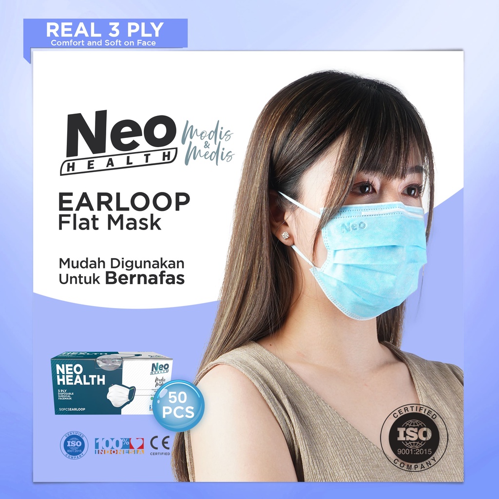 Neo Modis Medis Mask '50S 3 Ply Earloop masker medis modis yg filtrasinya 97%++ real masker medis