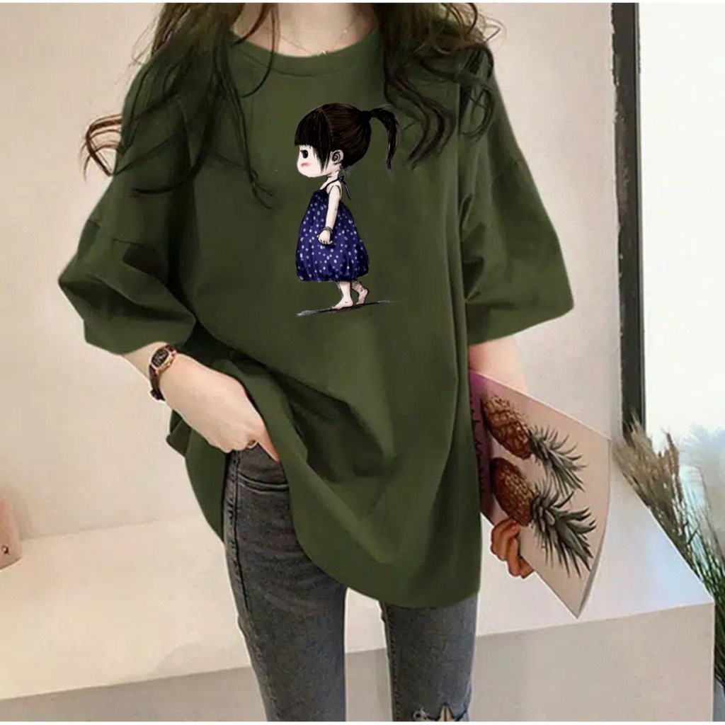 Kaos Oversize Wanita Korean Girl Alone Jumbo XXL LD 120