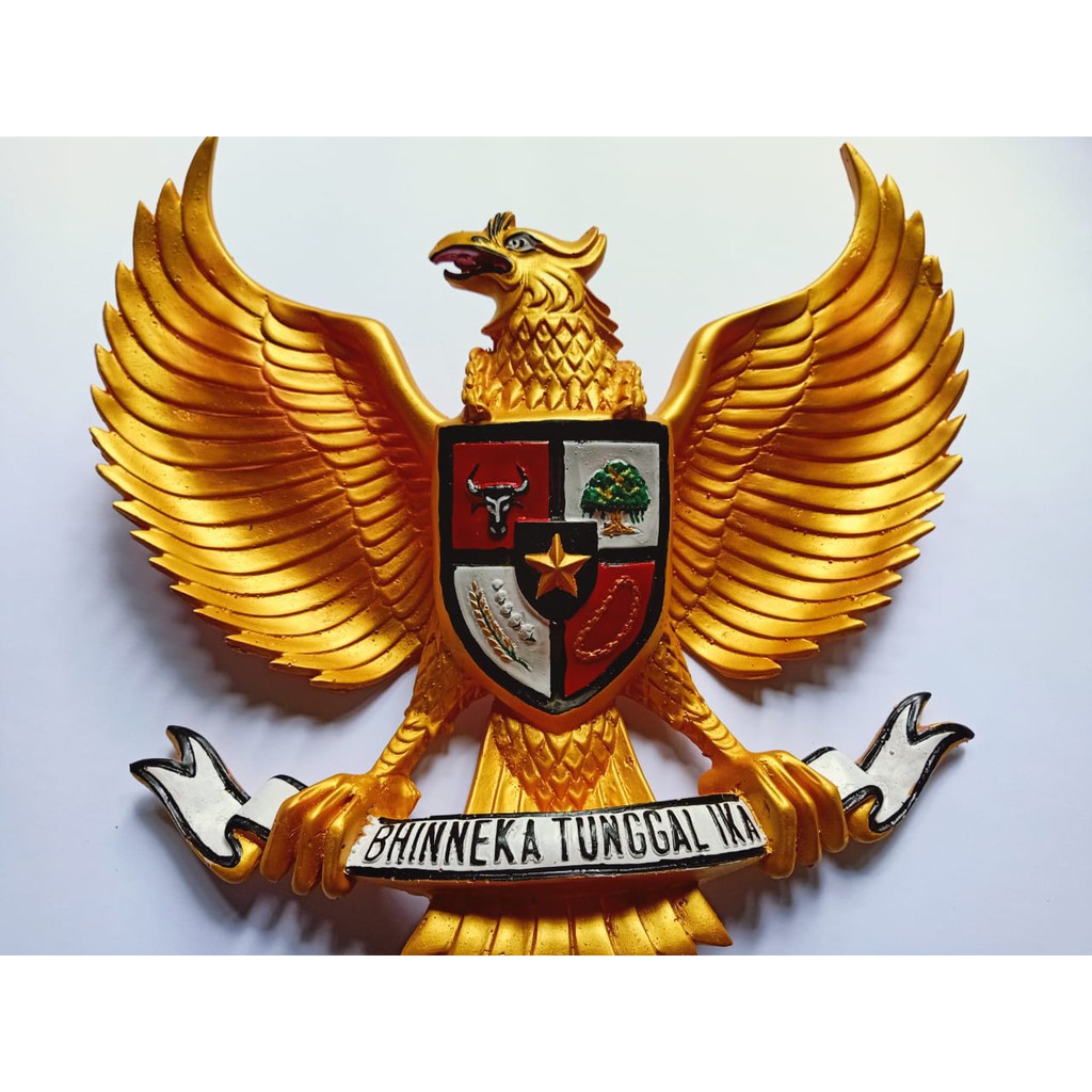 Pajangan Dinding Garuda Pancasila 3 Dimensi Lambang Negara Logo Burung Garuda Gold Timbul Fiber