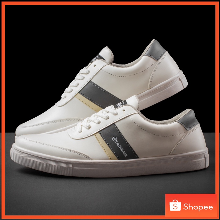 FLAZHBACK WHITE GREY - Sepatu Sneakers Pria Casual Original - Snekers Pria