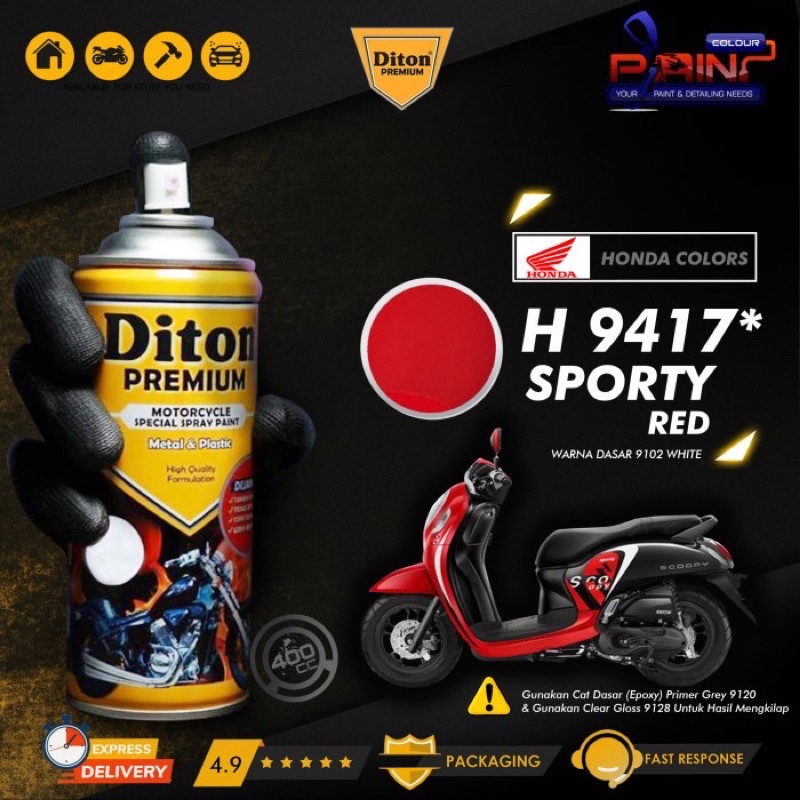 Cat Semprot DITON PREMIUM Honda Colors - Merah Scoopy Sporty Red H 9417 *