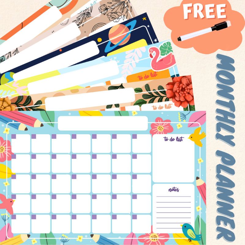 

MONTHLY PLANNER | Wall planner daily scheduler free Erasable Marker