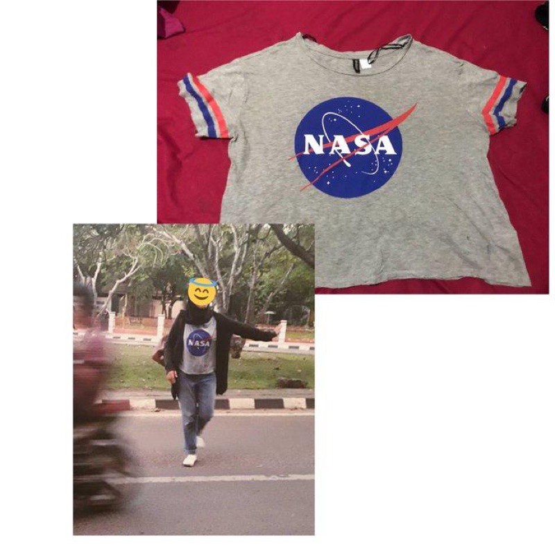 kaos NASA + cardigan f21 ACC akumaubeli