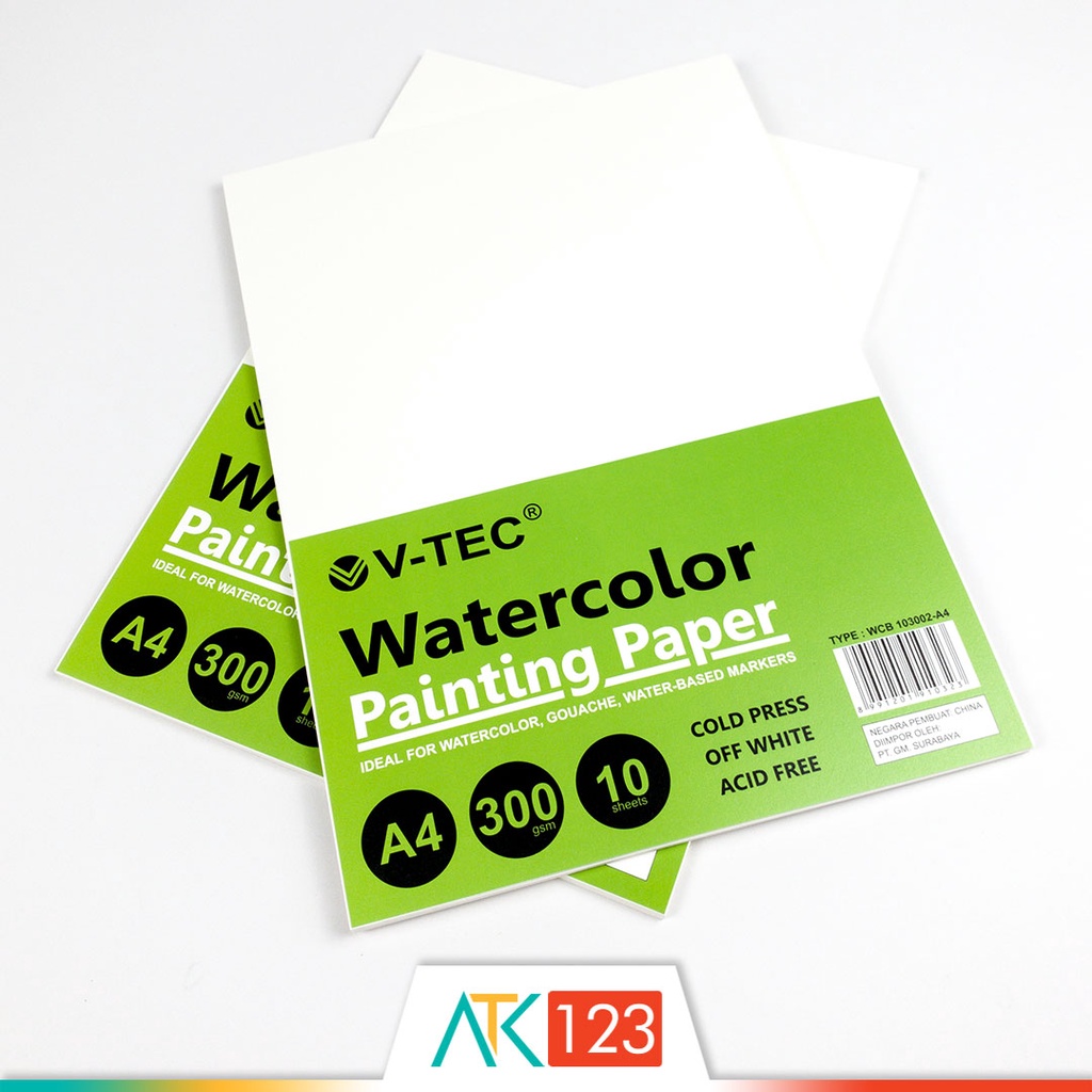 

HJK Kertas Lukis Cat Air / Watercolour / Watercolor Painting Paper / Pad A4 300 gsm 10 Sheets Cold
