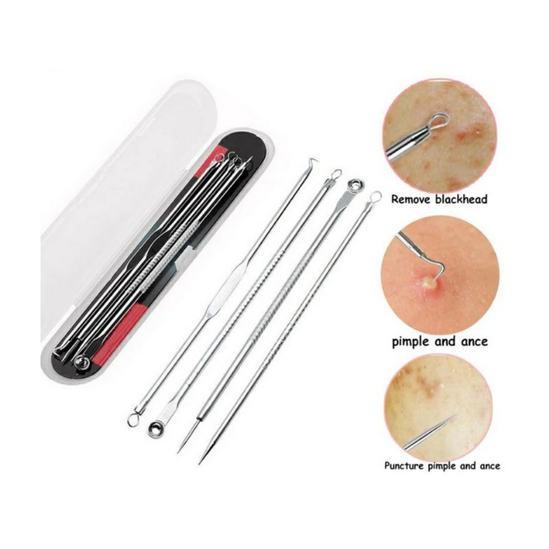 Alat Pencet Komedo &amp; Jerawat Pinset 1 Set Isi 4 Pcs / PIMPLE PICK / SENDOK UNA BLACKHEAD  BLACKHEADS