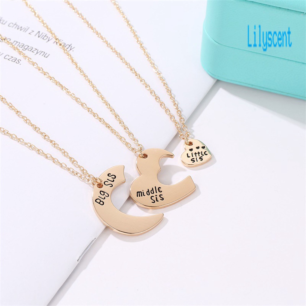 3pcs / Set Kalung Bentuk Hati Warna Kontras Untuk Wanita