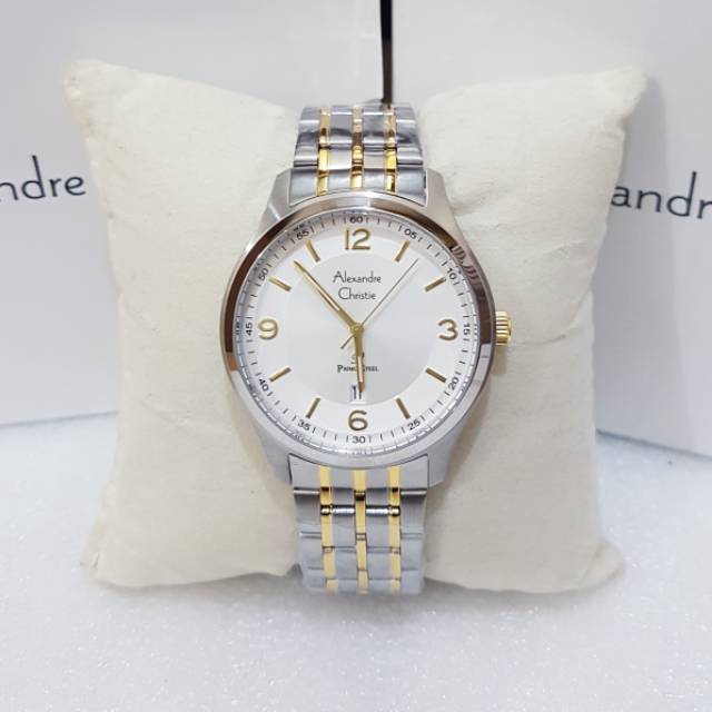 ALEXANDRE CHRISTIE AC 1010 SILVER GOLD JAM TANGAN PRIA ORIGINAL