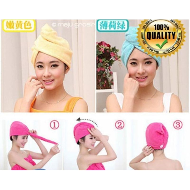 Handuk Keramas Cepat Kering Shower Cap Handuk Pengering Rambut