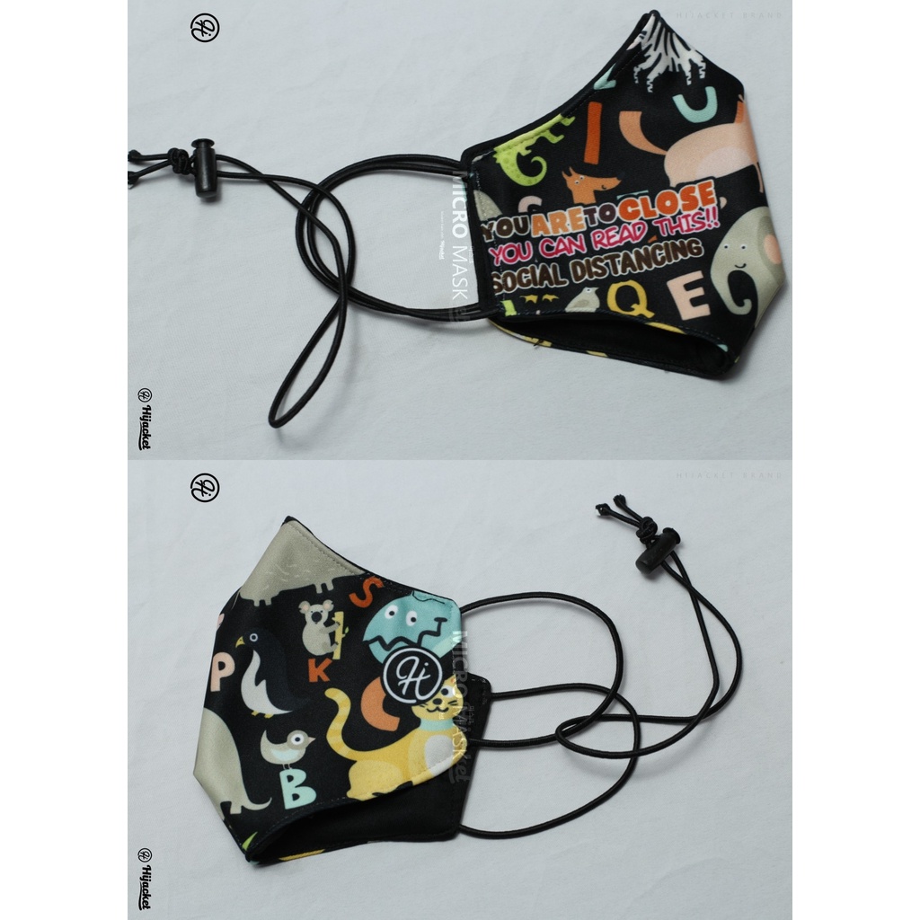 Hijacket Masker Kain Anak Perempuan Laki-Laki Headloop Tali Karet Elastis Hijaket Mask Motif 02-SOCIAL DISTANCING 04