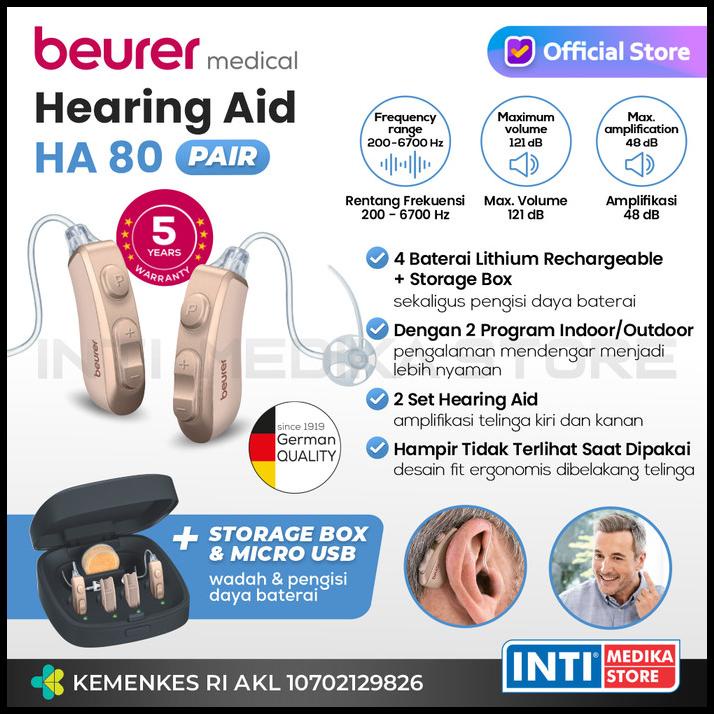 Terbaru!!! Beurer - Hearing Aid Rechargeable +2 Baterai Ha 80 | Alat Bantu Dengar