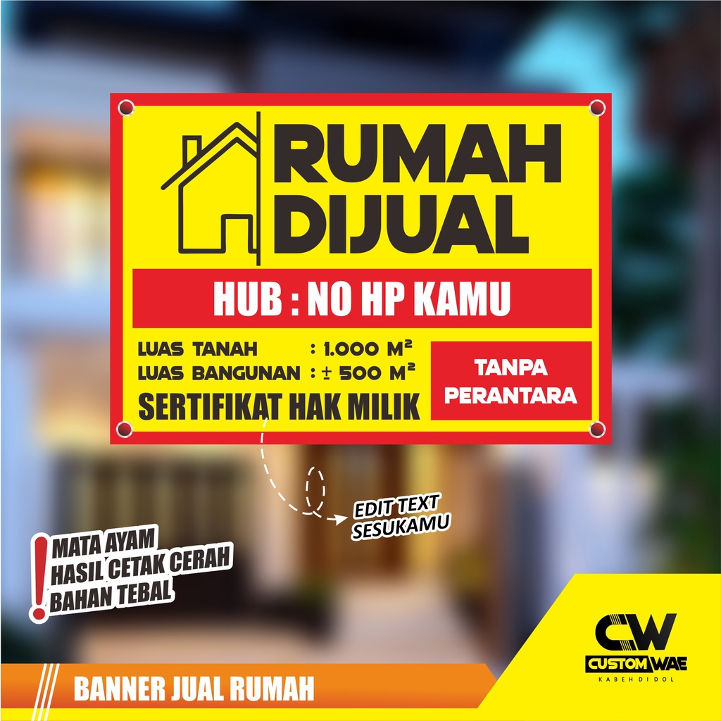 BANNER RUMAH DIJUAL / DISEWAKAN / RUKO DISEWAKAN / RUKO DIJUAL