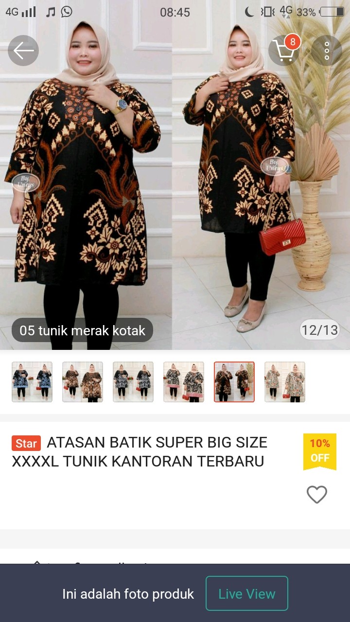Atasan Batik Super Big Size Xxxxl Tunik Kantoran Terbaru Jumbo Ld 140