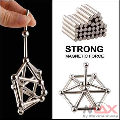 ZY Mainan Magnetik Steel Metalic Stick and Bucky Balls - J75 Warna Silver