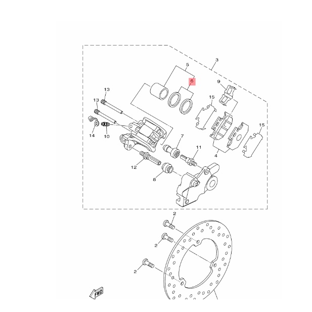 SEAL PISTON KALIPER CALIPER REM BELAKANG R15 VVA V3 MT15 XSR VIXION R WR 155 ORIGINAL YGP 3JD-25803-50