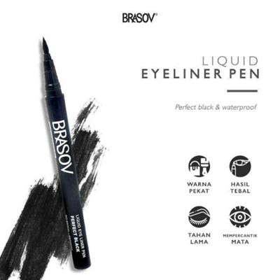 BRASOV Perfect Black Waterproof Liquid Eye Liner Pen 2mL | eyeliner spidol