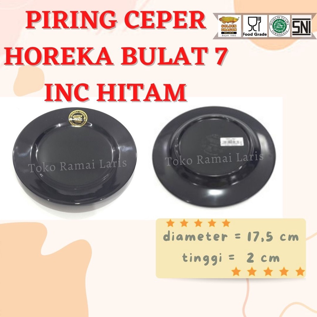 PIRING CANTIK P5407 Piring Ceper Bulat 7 inc Hitam Horeka Golden Dragon