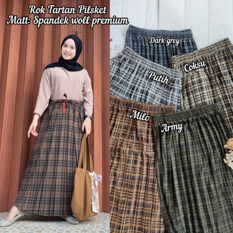 ROK PLISKET TARTAN JUMBO / ROK PLISKET KLOK MOTIF KOTAK KOTAK / ROK PLISKET MAYUNG