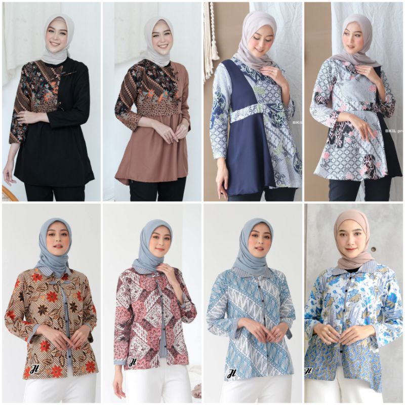 tey-17 Batik wanita ASJ SA HRB026 Kenongo Kemeja Tosca Pendek