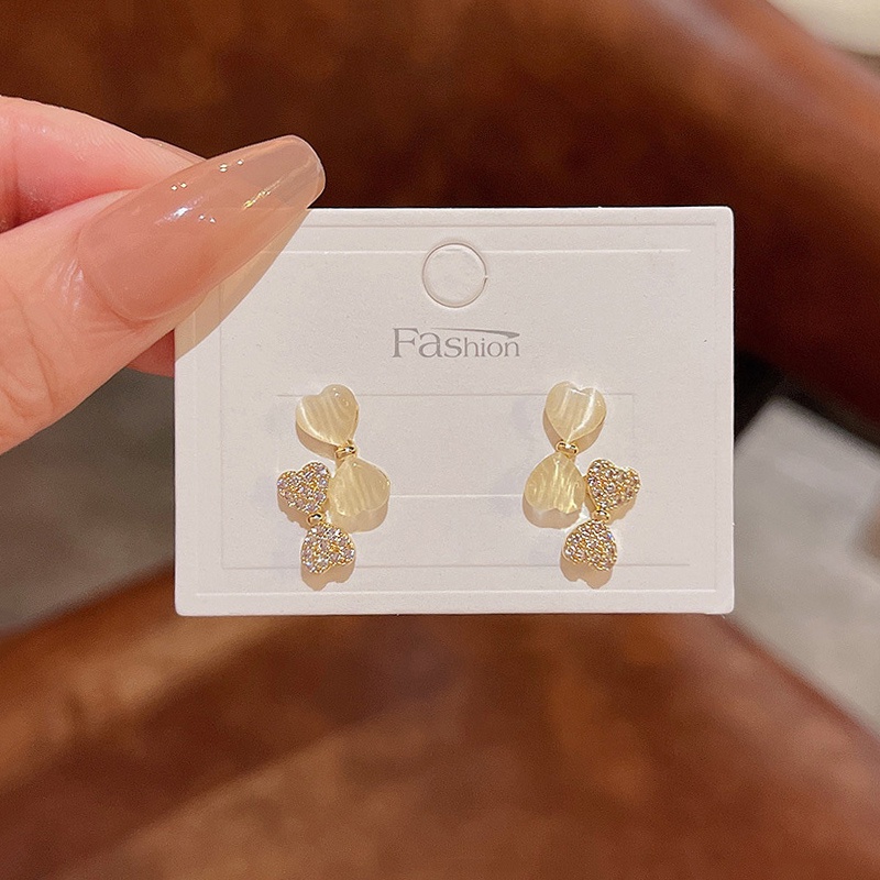 Anting Tusuk Asimetris Model Pita Bahan Sterling silver 925 Hias Opal Mewah Untuk Wanita