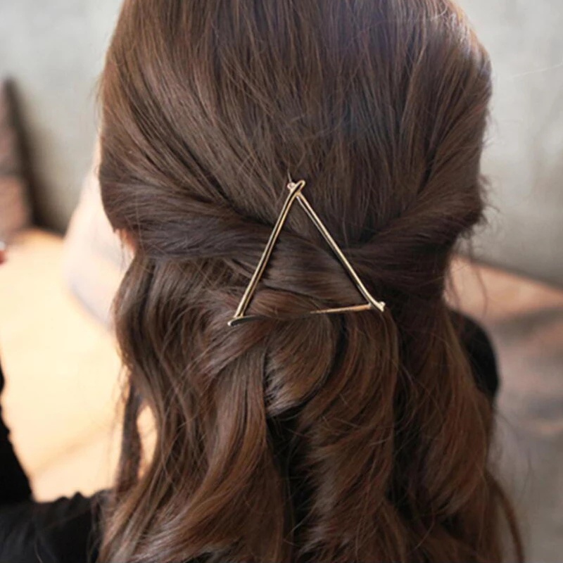 Woman Hair Accessories Triangle Hair Clip Pin Metal Geometric Alloy  Moon Circle Hairgrip Girls Holder