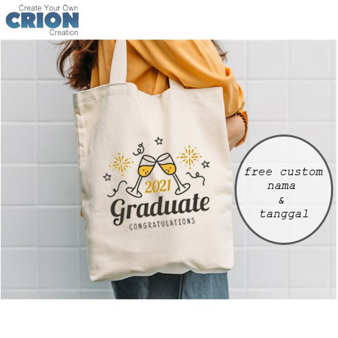 Totebag Blacu - Souvenir/Kado Wisuda - Bisa Custom Nama - By Crion