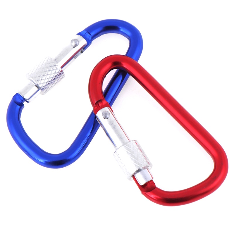 (LUCKID) 2pcs Carabiner D-Ring Bahan Aluminum Warna Acak Untuk Outdoor