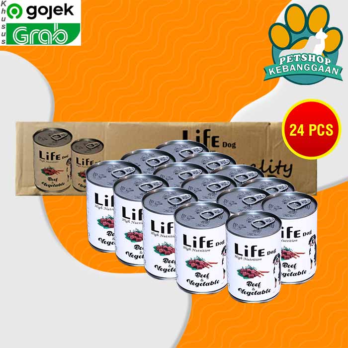 Gosend Life Dog Makanan Anjing Wet Food Kaleng Dus Isi 24 PCS 375 GR