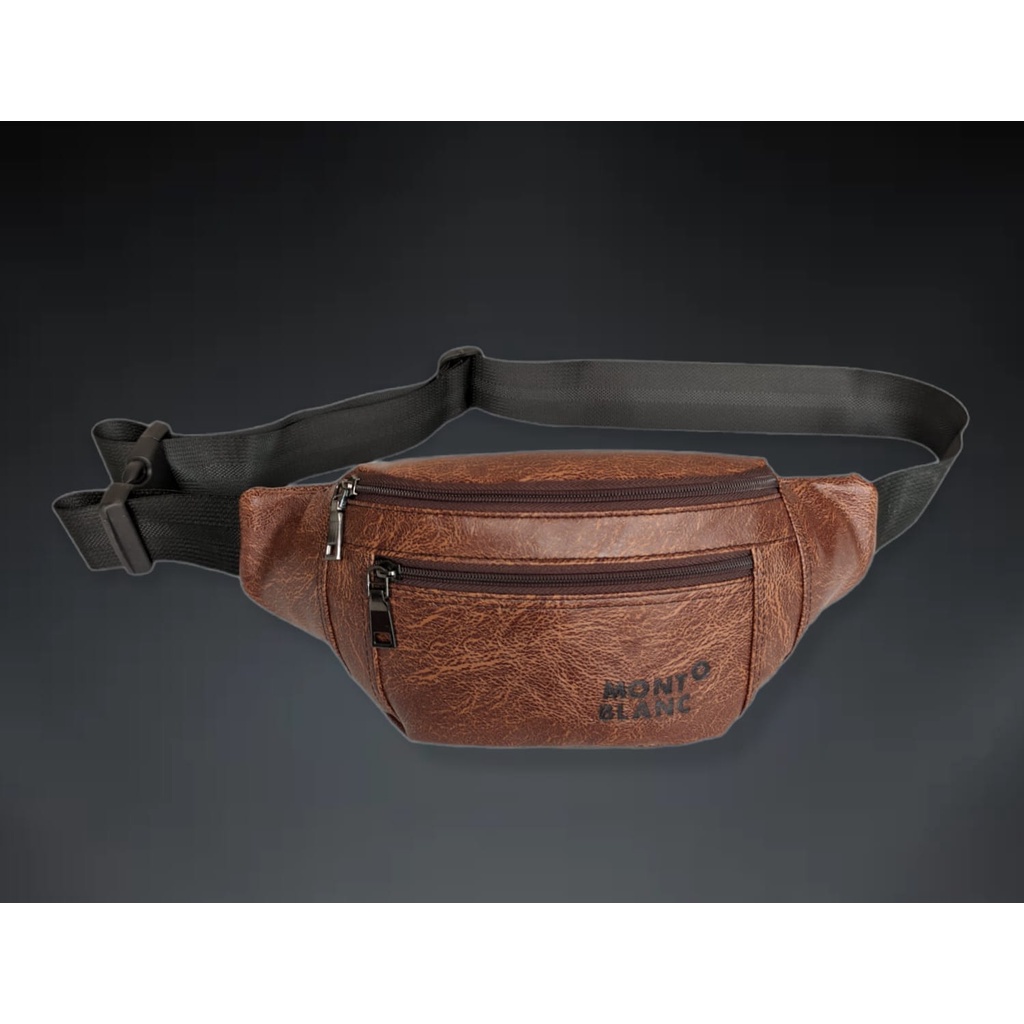 Waistbag Waterproof Tas Pinggang Kulit Tas Pria Bahan Kulit PU Leather Tas Selempang Bahu