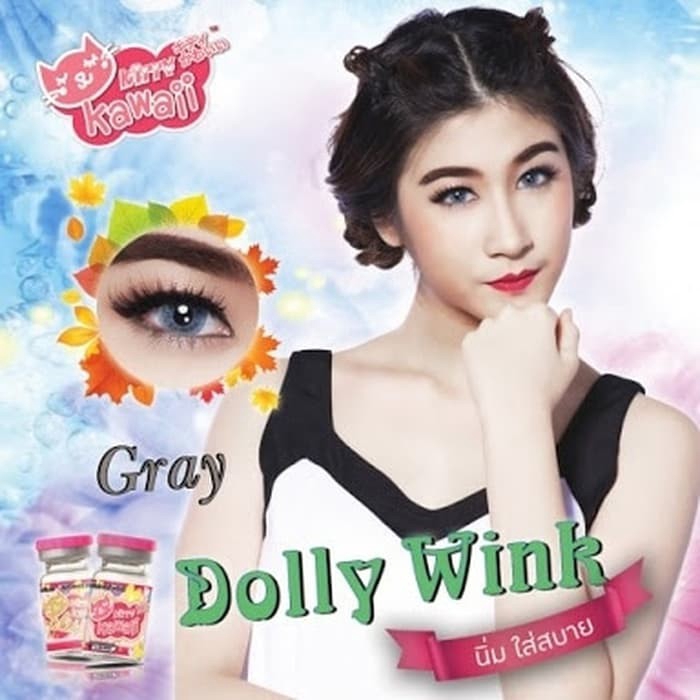 SOFTLENS KITTY KAWAII DOLLY WINK BLACK / DOLLY WINK GREY - LENSA NORMAL / LENSA MATA