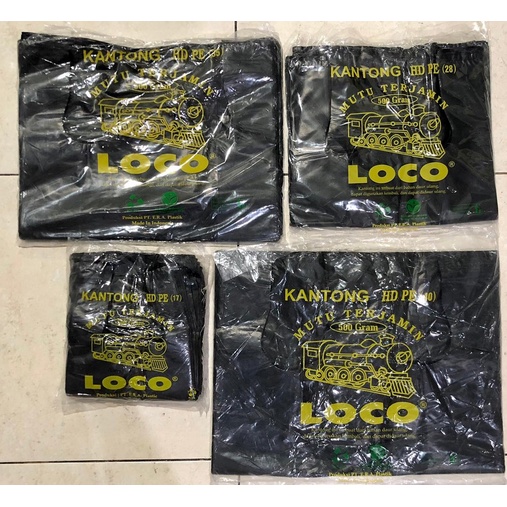 LOCO - Kantong Plastik Kresek HD PE Tebal Hitam Uk 28-40