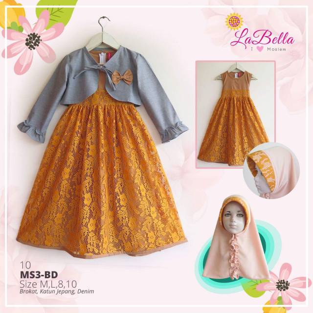 Gamis anak la bella brukat bolero
