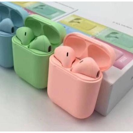 ☎ limited edition lilac ungu Headset Bluetooth Wireless i12 macaron i12 tws ❈