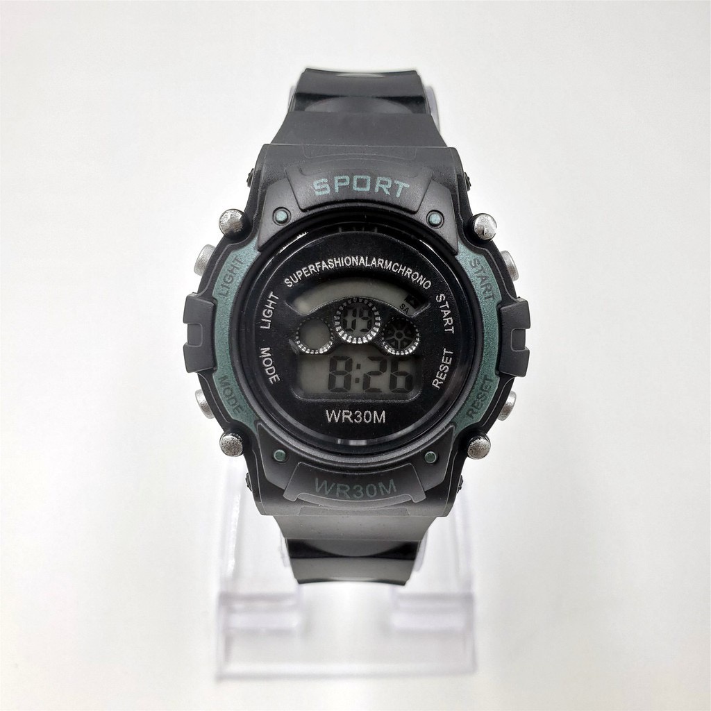 COD Jam Tangan Digital Wanita Pria Tahan Air Fashion Watch LED Tampilan Layar Besar Dengan Font Warna-warni M139-M06-Hijau