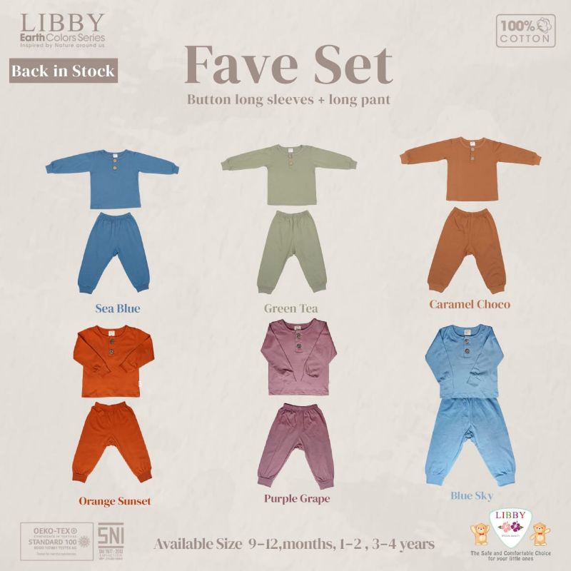 LIBBY BABY EARTH COLORS SERIES Setelan Oblong Panjang + Celana Panjang