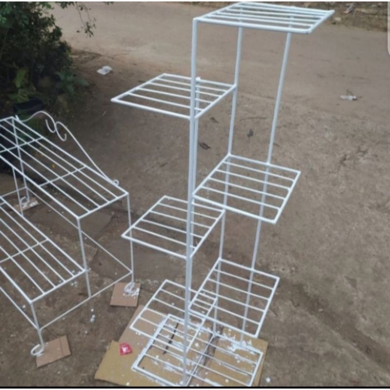 Rak pot bunga besi 7 susun / standing pot / cocok untuk indoor - outdoor