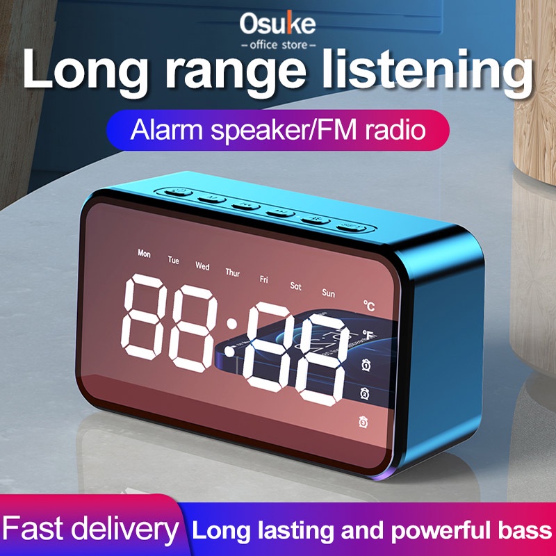 S50 Mini Speaker Bluetooth Full Bass Alarm Clock LED Display  Stereo FM Radio Wireless Audio musik box