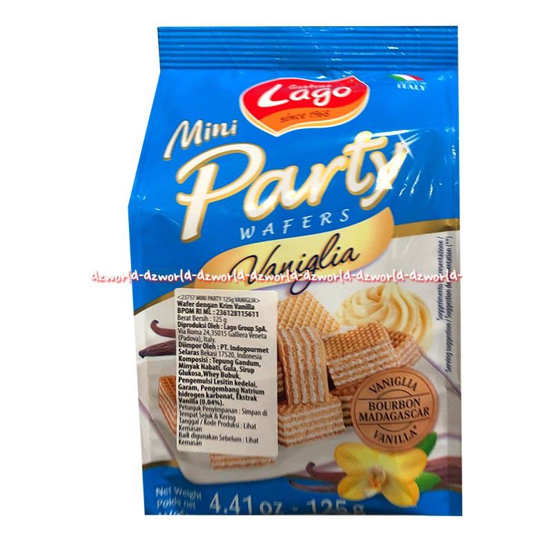 Lago Mini Party Wafers 125g Cacao Chocolate Hazelnut Vanila Wafer Krim Isi Gastono Lago