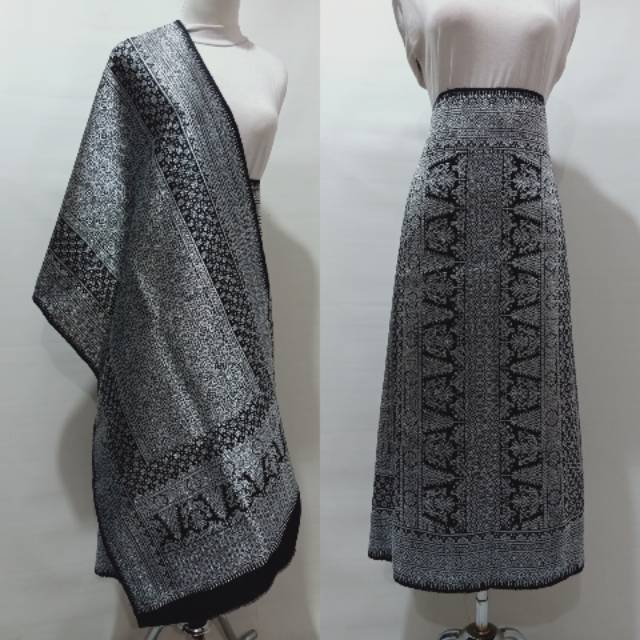 Songket Palembang asli l motif lepus warna hitam silver