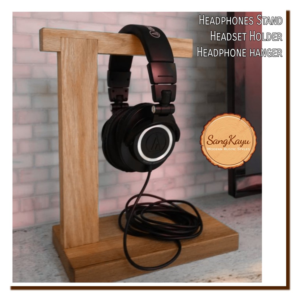 Gantungan headphone kayu M-3 Wooden Headphones hanger stand display