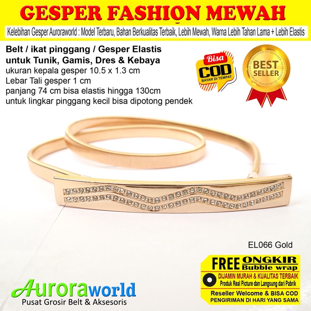 Belt wanita gesper elastis untuk dress gamis tunik ikat pinggang fashion